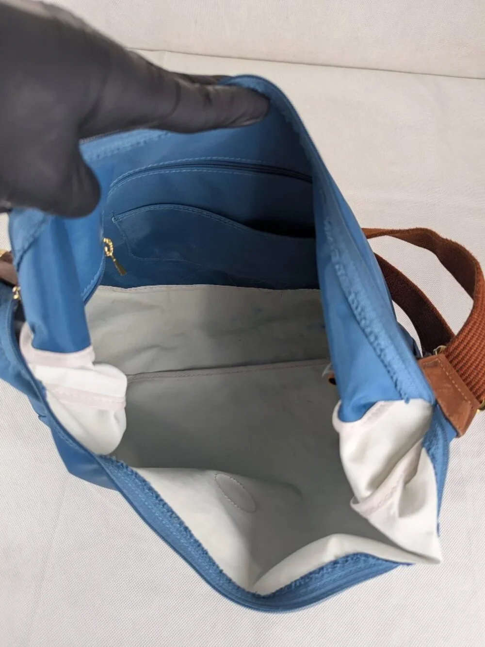 Longchamp le Pliage Shoulder Crossbody Hobo Bag Blue - Pre-Loved - Authentic.